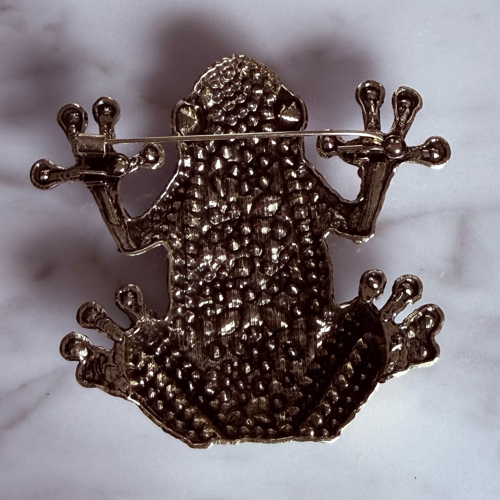 Colorful Rhinestone Frog Brooch - Picture 3 of 3